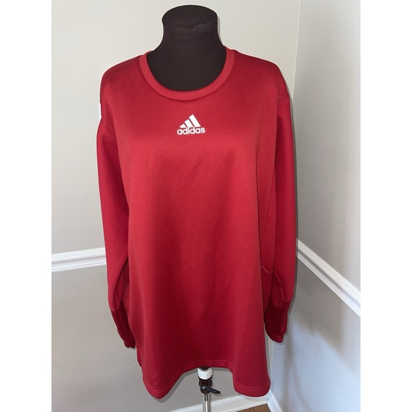 Adidas Red White Stripe Mens Sweatshirt 2XL - Picture 1 of 5